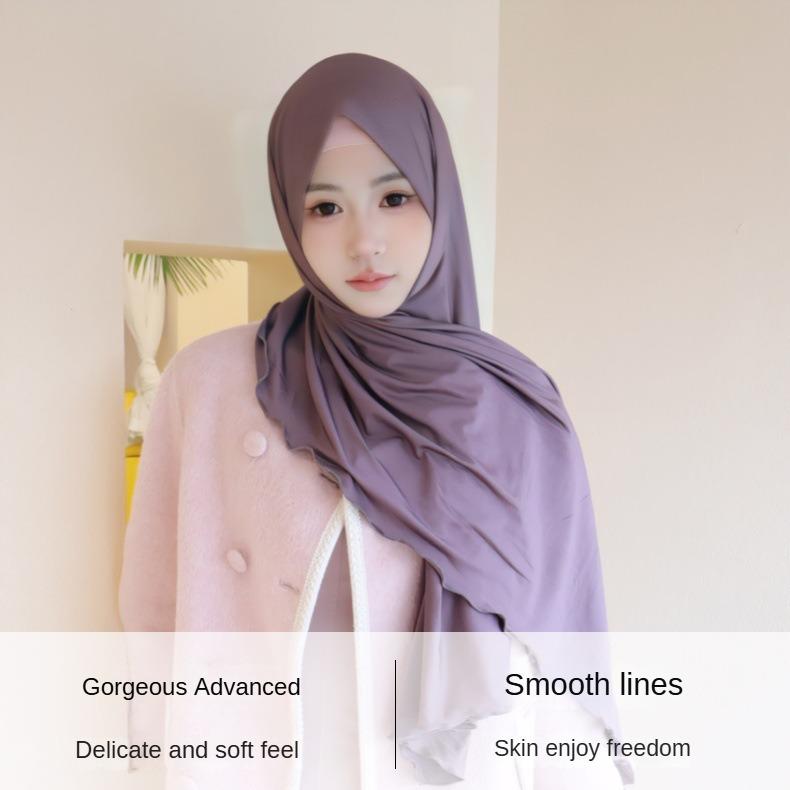 Product Introduction of Solid Color Milk Silk with Wooden Ear Scarf Monochrome Cotton Scarf Headcloth Shawl Scarf Elastic Knitted Scarf for Women selendang  bahu sulam  shawl sahara  shawl selendang 0