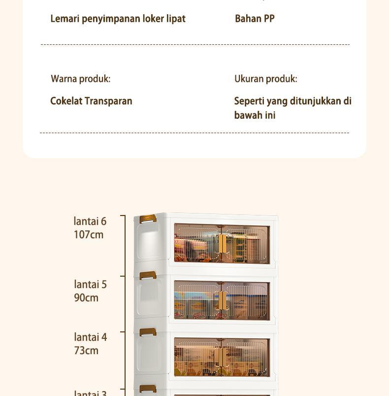 FIXIT Lemari Pakaian Plastik Lipat 50cm*60cm dengan Roda Putar 360° Multifungsi dan Kapasitas Besar untuk Penyimpanan Serbaguna