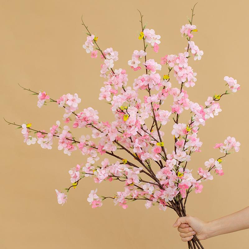 Spring Home Decor Artificial Cherry Blossom, 1 Count Fake Flower For Home Living Room Party Decor 6