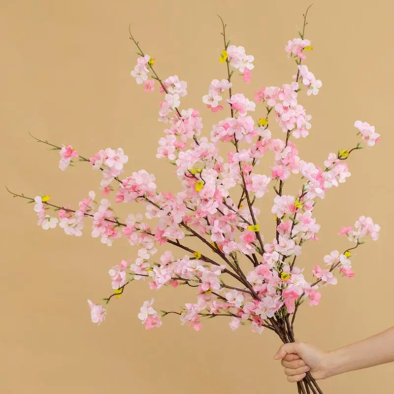 Spring Home Decor Artificial Cherry Blossom, 1 Count Fake Flower For Home Living Room Party Decor 6