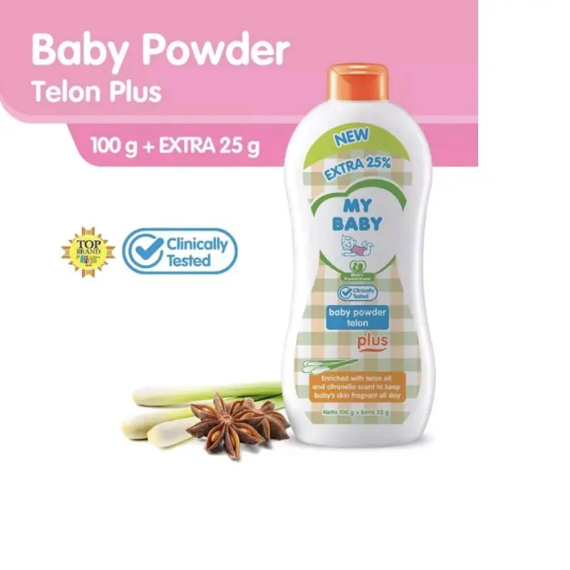 My Baby Powder Telon Plus 100gr + extra 25gr | Bedak Tabur kulit Bayi tulisan Biru