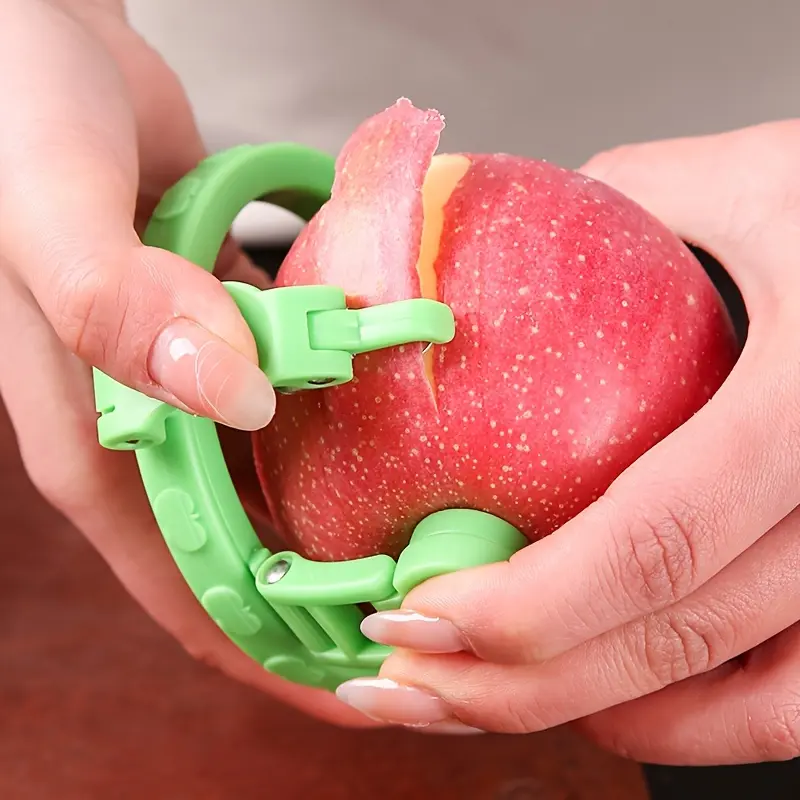 1-Pack Rotary Fruit Peeler - Quick Peel Green Plastic Kitchen Gadget for Apples, Pears, Melons | Food-Safe Ergonomic Design, Efficient Peeling Tool for Home & Restaurant Use
