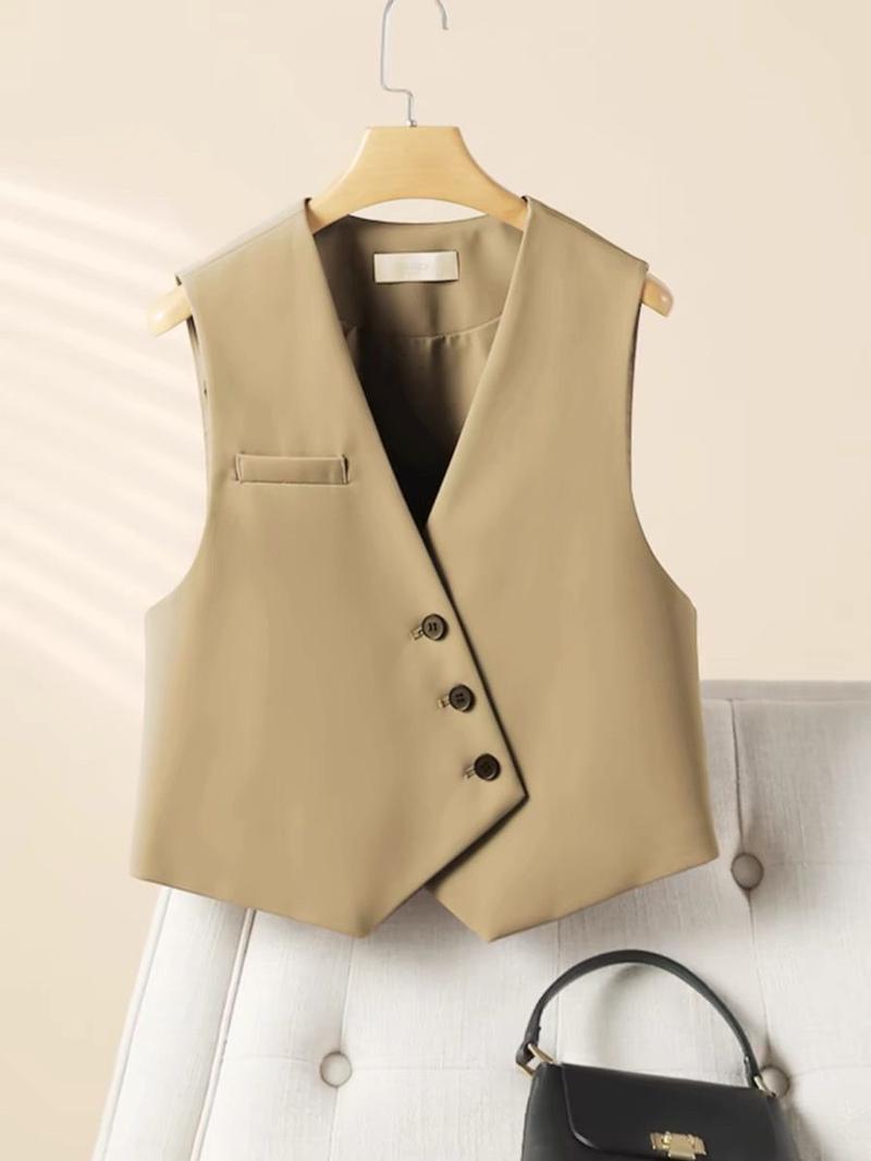 Product Introduction of เสื้อกั๊กสูท คอวี ดีไซน์เก๋ๆ สำหรับผู้หญิง สไตล์เกาหลี ซอก ไม่สม่ำเสมอ สั้นและหลวม สันทนาการและอเนกประสงค์ ขนาดเล็ก เหมาะสำหรับเสื้อโค้ท 2