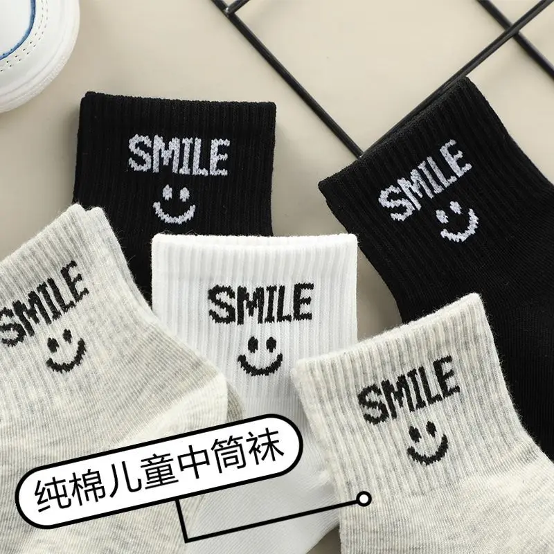 Tất Trẻ Em, Cotton, Dài Giữa Bắp Chân, Mùa Xuân Và Mùa Thu, Đen Trắng, Thích Hợp Cho Học Sinh, Trẻ Em, Trẻ Em Trung Bình Và Lớn, Tất Bé Trai, Tất Thể Thao, Năm 2024 1