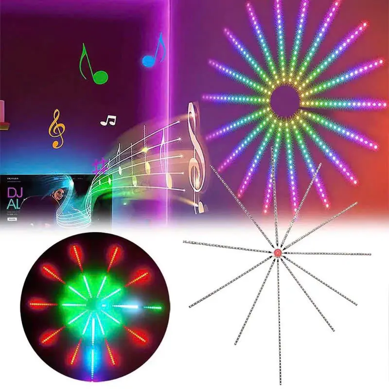 Dây Đèn LED Pháo Hoa 16 Màu Cảm Biến Theo Nhạc , Có Điều Khiển + APP Trên Điện Thoại trang trí tết 2025 2