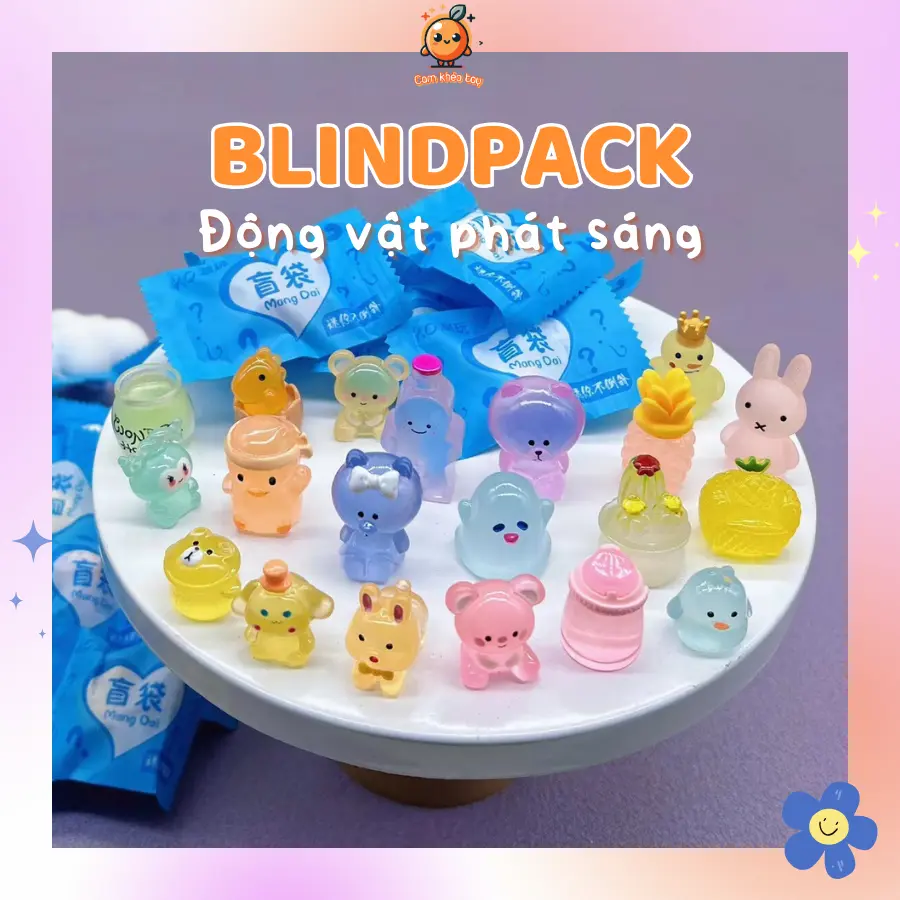 Blind pack/ túi mù nhân phẩm động vật phát sáng, sưu tầm charm quà tặng(mẫu ngẫu nhiên) Mô Hình Đồ Chơi charm  nuoc túi  mù