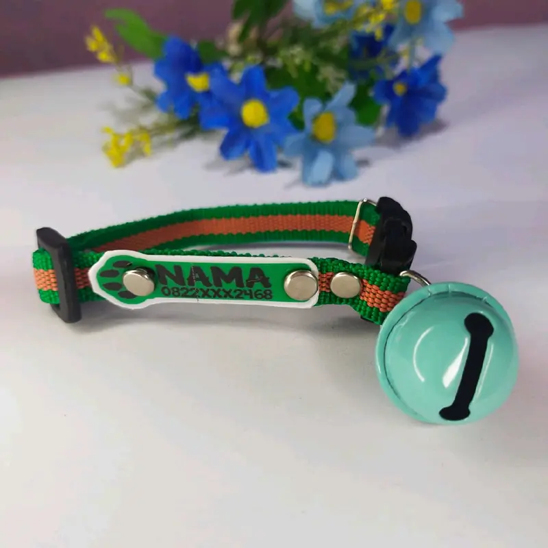 Kalung kucing custom nama, lonceng 22mm 4