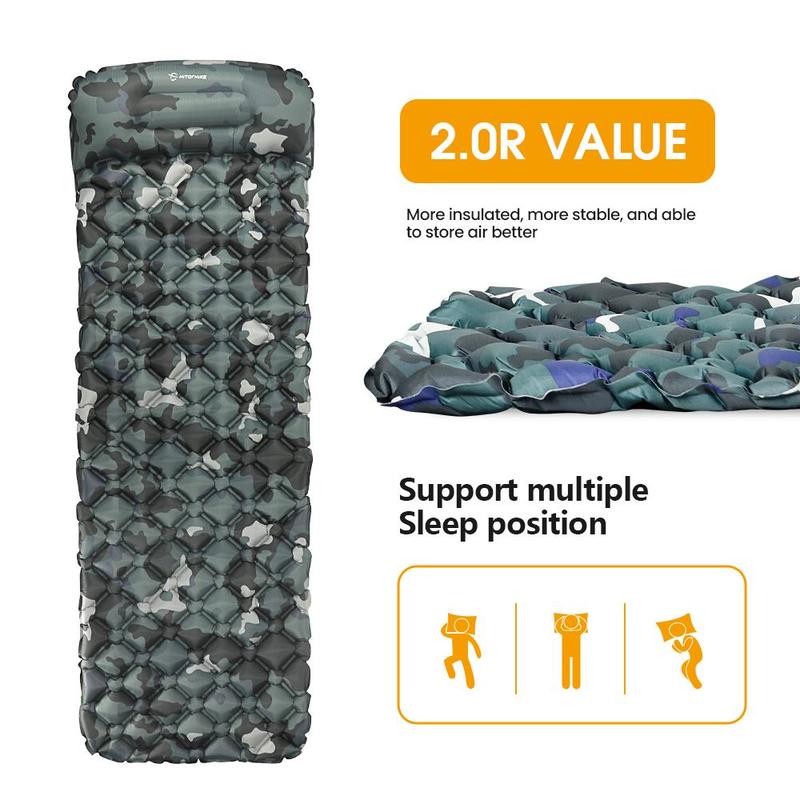 Product Introduction of Inflatable Sleeping Mat with Pillow, Light Weight Inflatable Camping Bed with Storage Bag, Moisture-proof Cushion, Fast Filling Beach Mat with Pillow, Camping & Hiking Equipment 5
