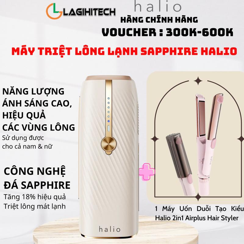 Máy Triệt Lông Lạnh Sapphire Halio InfinityGlow Advanced IPL Sapphire Cooling Hair Removal Device- Hàng Chính Hãng