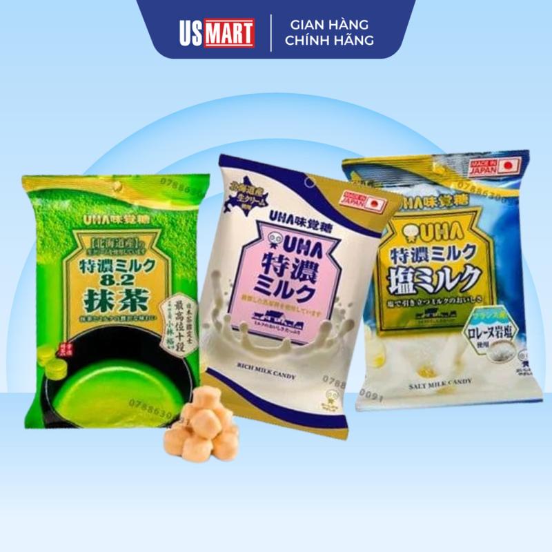 Kẹo UHA Nhật 58g Nhiều Vị Trà Xanh, Sữa Dâu