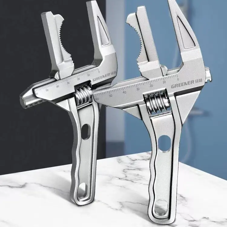 Multifunctional Bathroom Large Opening Short Handle Repair Tool Movable Wrench Water Pipe Toothed Removable Sink Wrench