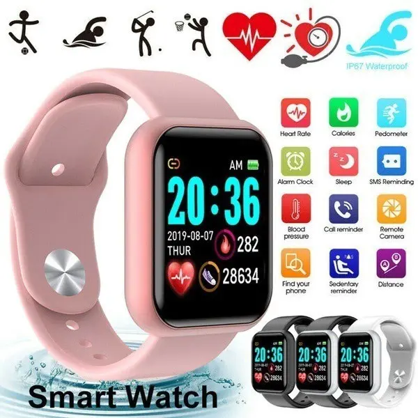 SL  Y68 Waterproof Smart Watch Bluetooth Watch SmartWatch for Women Electronic Watch for Kids Men Fitness Tracker