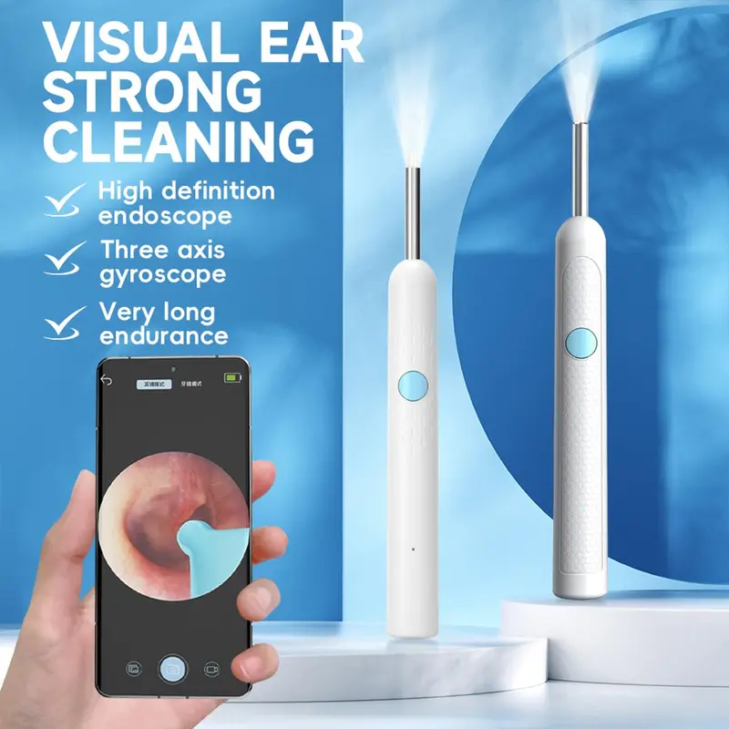 9-in-1 Smart Camera Earwax Removal Kit with 8 Surgical-grade Scoops & 6 Silicone Tips, LED Light & Cleaning Brush, iOS/Android Compatible Ear Cleaner Tool, Safe Home Hygiene Solution - Ideal Family Hygiene Gift 6