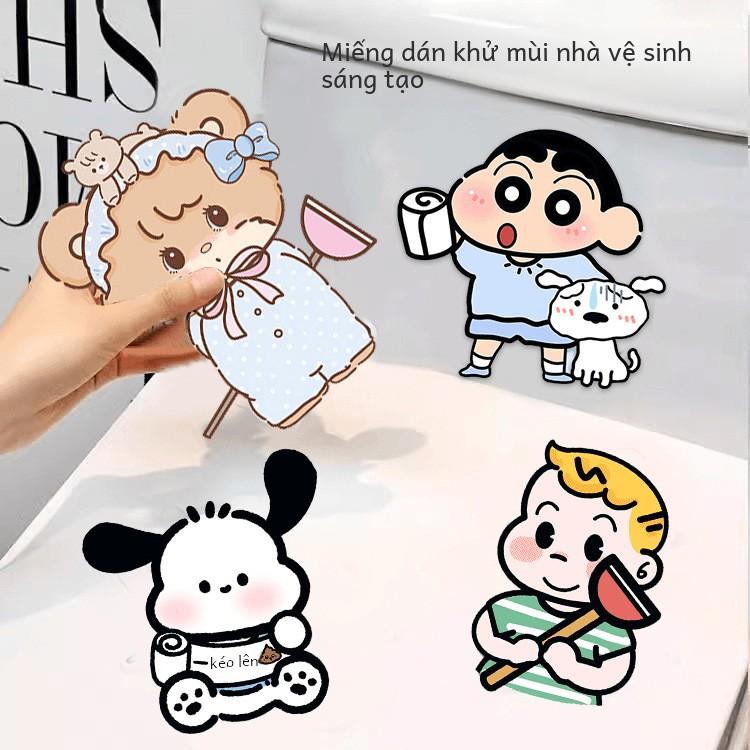 Miếng Dán Khử Mùi Nhà Vệ Sinh, Thiết Kế Sáng Tạo, Tự Dính, Hình Hoạt Hình, Không Thấm Nước, Trang Trí Nhà Vệ Sinh, Miếng Dán Khử Mùi tinh da Làm Sạch