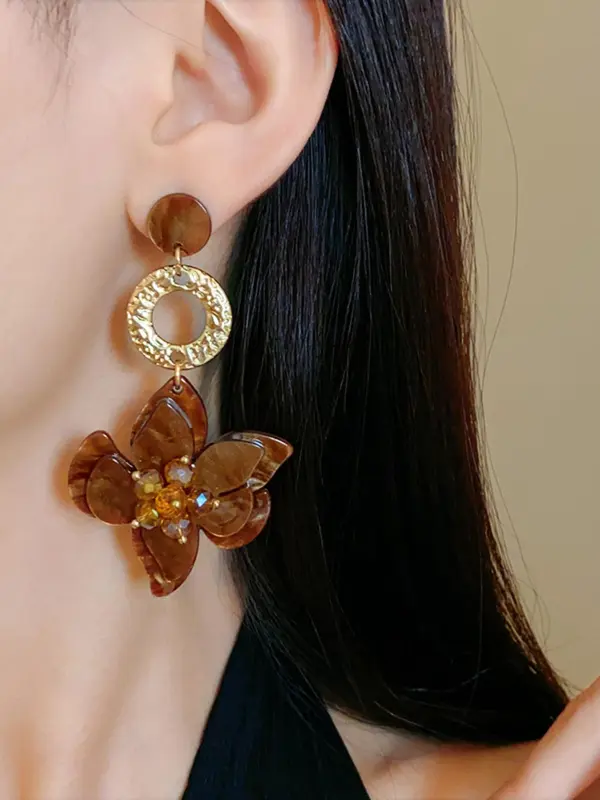 Vintage Flower Design  Earrings, Fashionable Jewelry for Women, Trendy All-match & Exquisite Jewelry for Birthday Gift 4