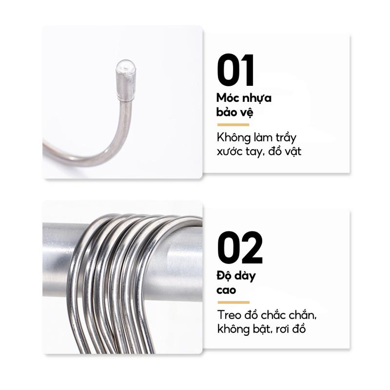 Móc Chữ S Inox Cao Cấp Đa Năng Treo Đồ Siêu Chắc Nhiều Kích Thước 2