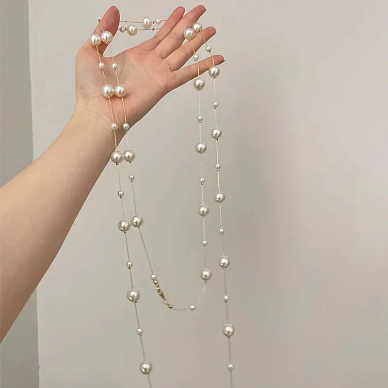 Vòng Cổ Áo Len Mô Phỏng, Hai Lớp, Thanh Lịch, Dành Cho Nữ, Vòng Cổ Nữ, Vòng Cổ Dây Chuyền Dài 6