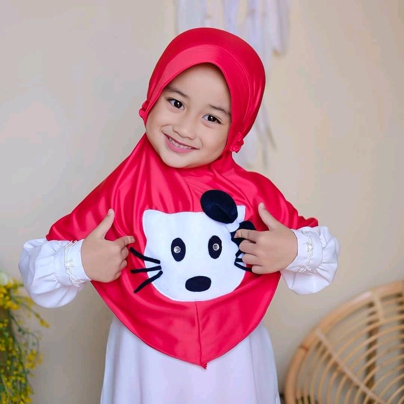 Jilbab Anak Perempuan Kerudung Anak Perempuan PAUD Jilbab Anak TK Terbaru Motif Hello Kitty Muslim Nyaman - Instan 6