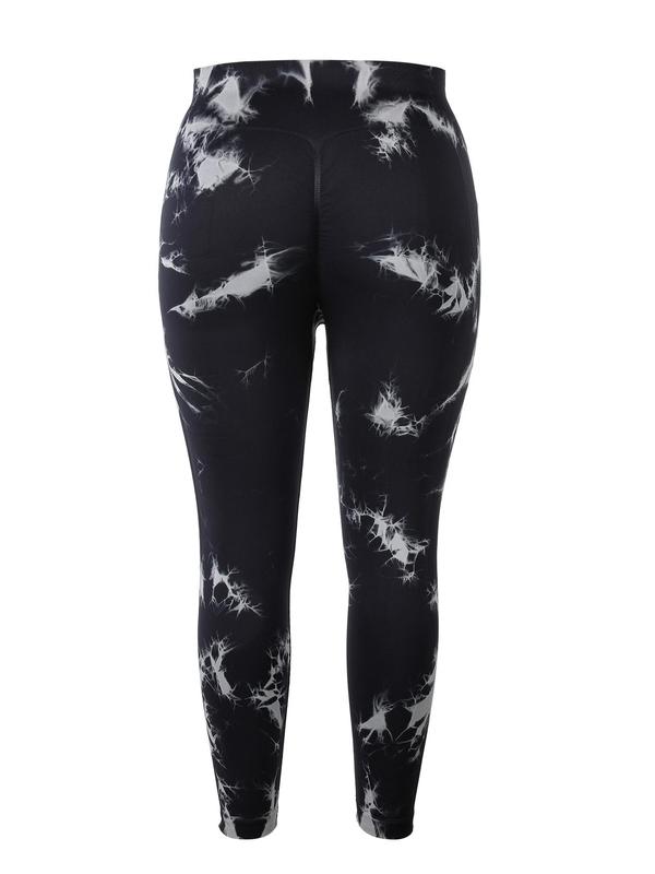 Plus Tie Dye Print High Waist Leggings, Casual Comfy Breathable Seamless Skinny Pants for Outdoor Daily Wear, Women's Bottoms for All Seasons 7