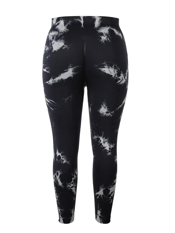 Plus Tie Dye Print High Waist Leggings, Casual Comfy Breathable Seamless Skinny Pants for Outdoor Daily Wear, Women's Bottoms for All Seasons 6