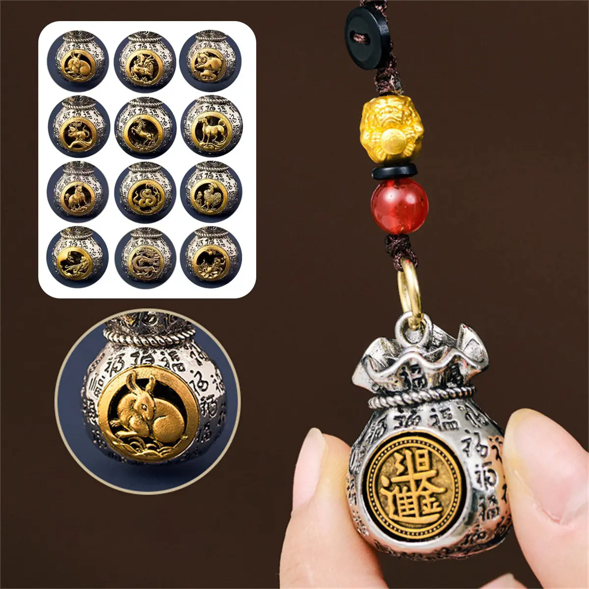 Gantungan Kunci Shio Hp Gantungan Kunci Tradisional Zodiak Tas Fortune Hadiah keberuntungan Keychain