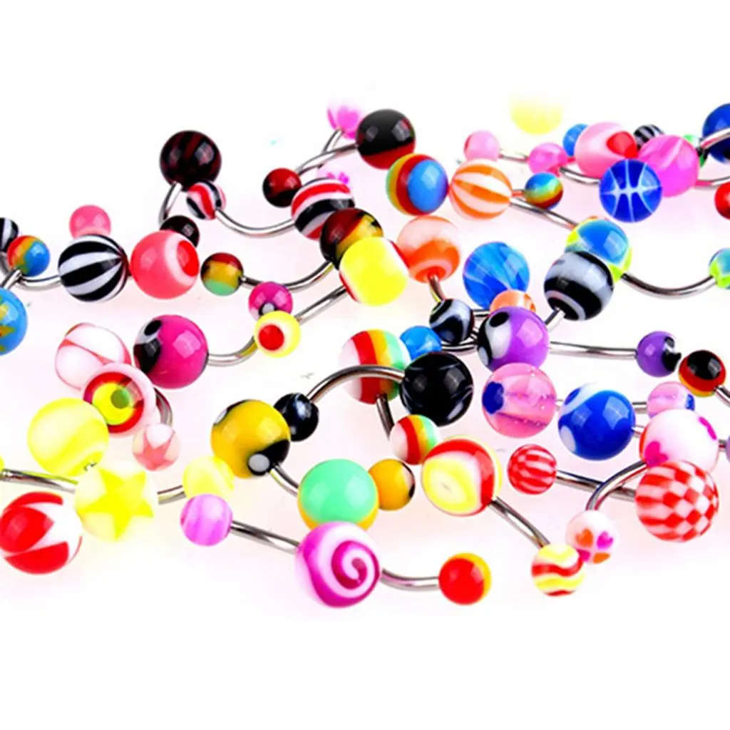 gmning- Belly Button Rings Lightweight Women Belly Rings Colorful Body ...