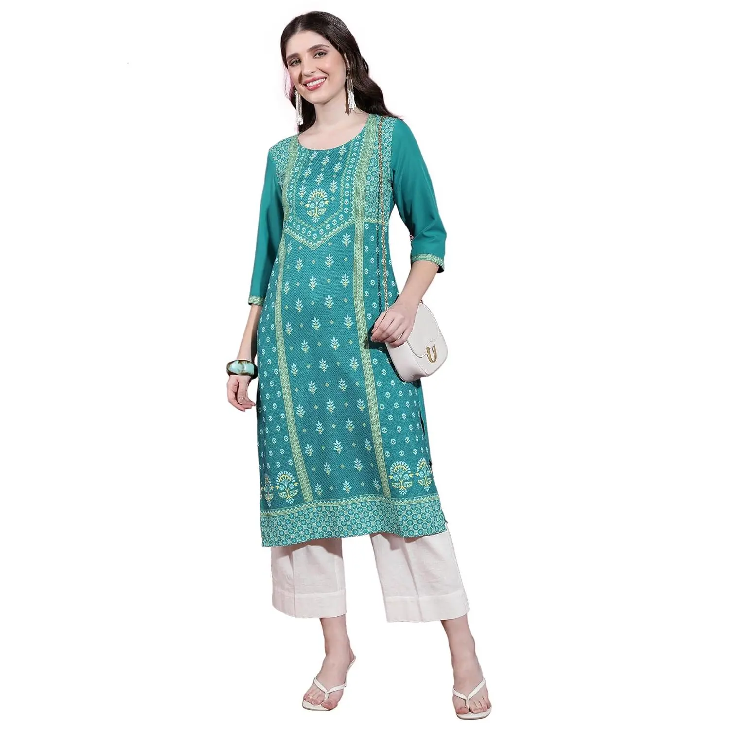 Váy Ấn Độ, Kurtas, Dành Cho Phụ Nữ, Bộ Sưu Tập Xuân / Hè, In Hoa, Phong Cách Dân Tộc, Áo Kurti, Quần Áo Nam Á, Mới Cho Năm 2025