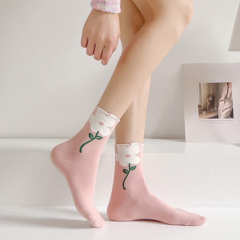 Product Introduction of Japanese Sweet Tulip Lovely Three-Dimensional Flowers Autumn Winter Socks South Korean Instagram Trend Literary Long Socks Woman Spring Womenswear 17