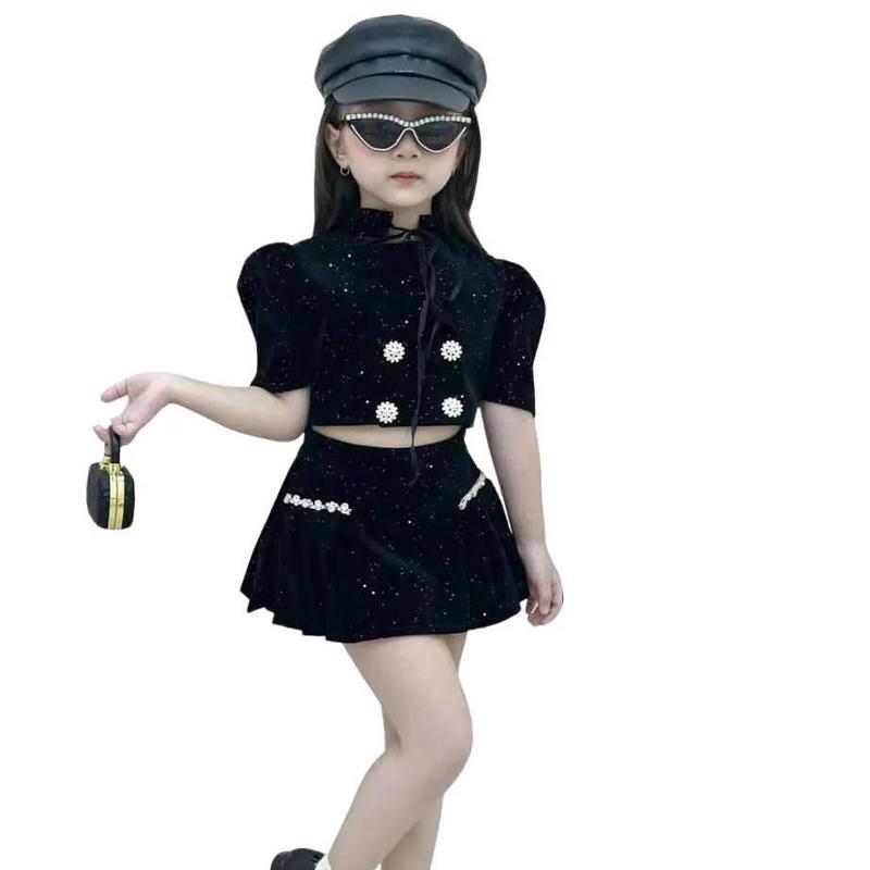 CHỌN SIZE LÙI Sét Váy Cho Bé Gái Diện Noel, Tết Vải Nhung Kim Tuyến Kiểu Vest Ngắn Sang Chảnh Từ 8kg Đến 28kg - Xmas- Tết