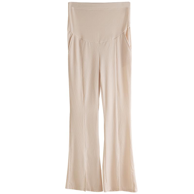 P69868# Pregnancy Pants Thin High Waist Wide Leg Bell Bottom Trousers Outerwear Summer Casual Pregnant Pants 4