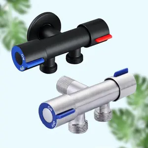 SUS304 Katup Sudut Dua Arah Stop Kran Cabang Double Handle Kanan Kiri Stainless hitam/perak  Shower