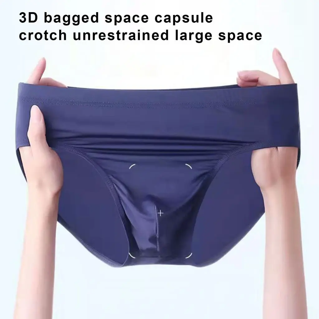 Binwuita Men Underwear Smooth Men Briefs Men's Low-rise Slim Fit Ice Silk Briefs High Elasticity Ultra-thin Underwear for Summer Buyers'