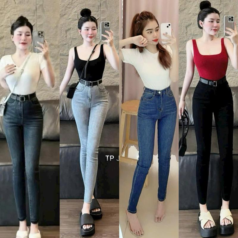 Quần Jean Nữ Lưng Cao ôm body Đẹp vải co dãn cao cấp, Quần dài nữ vải denim QC siêu hack dáng TH378