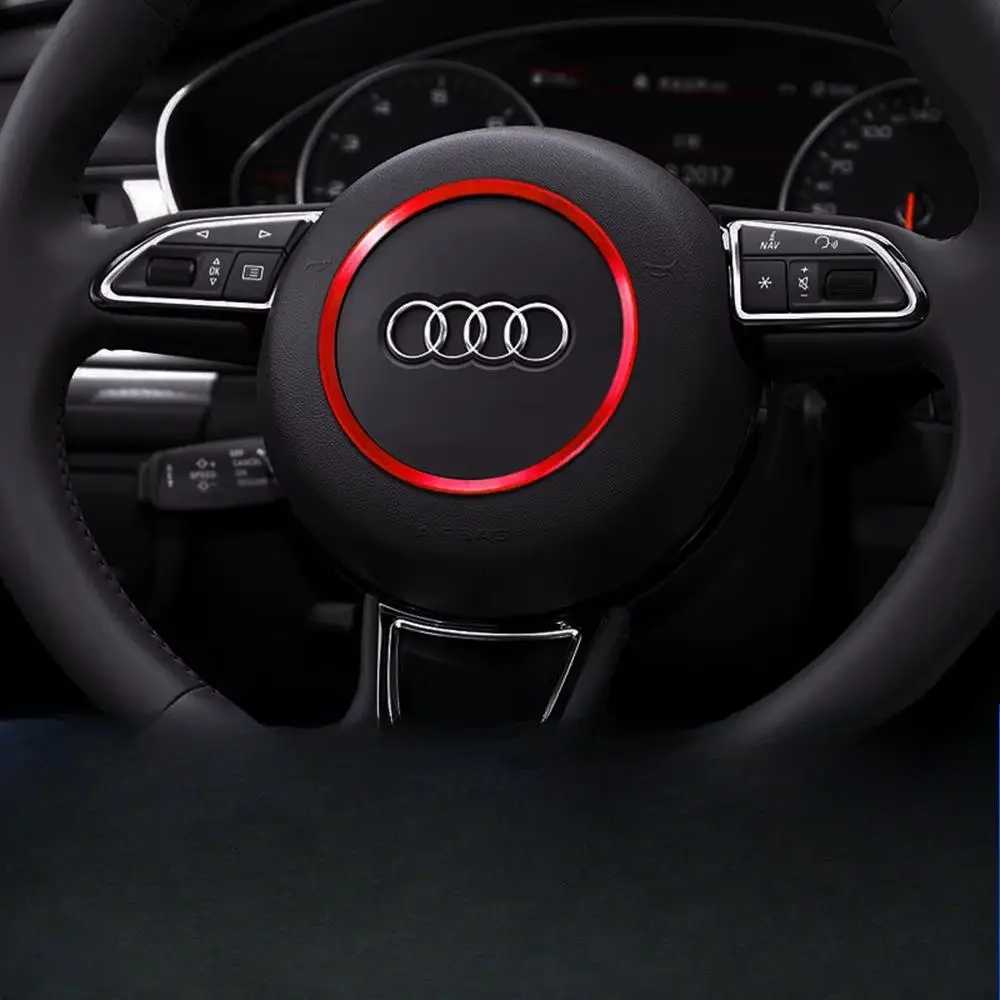 Car Steering Wheel Decoration Ring, Car Steering Wheel Decoration Ring Trim Cover Sticker, Car Interior Accessories for Audi A1 A3 A4 A5 A6 A7 A8 Q3 Q5 Q7, Decal