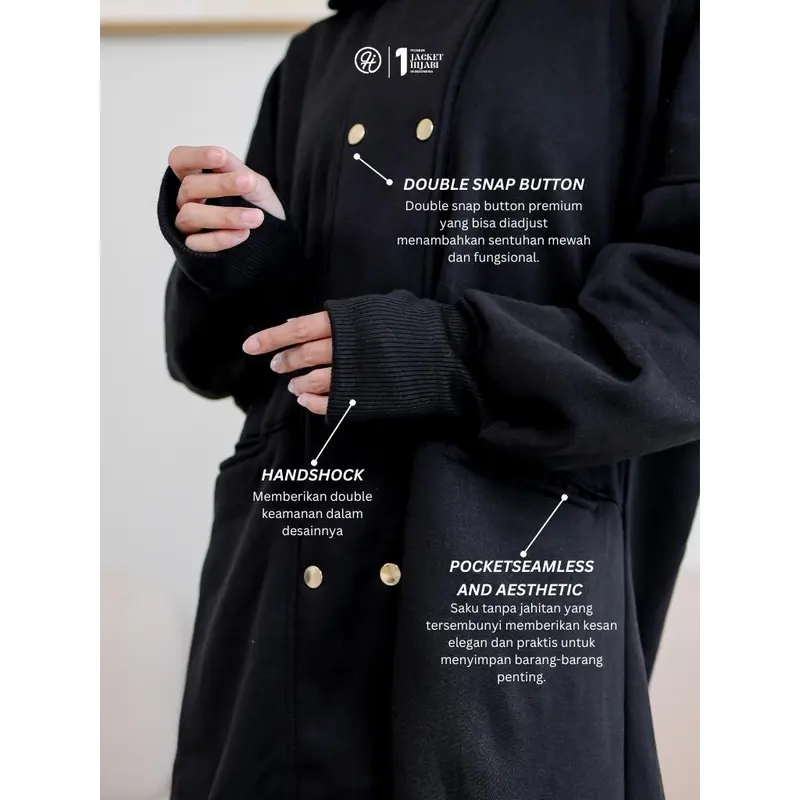 Hijacket Nayara Jaket Muslimah Syar'i Hangat & Elegan Jaket Fleece Premium 1