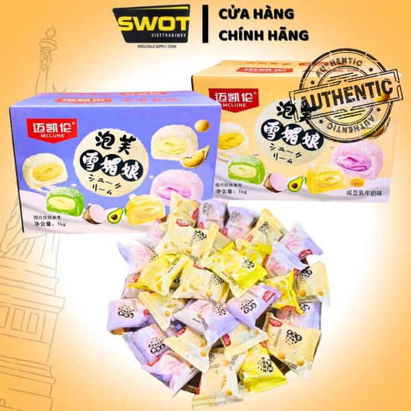 Thùng Bánh Mochi Sữa Dừa Sợi Kem Lạnh vị Trái Cây của MCLUNE nhập khẩu chính hãng, cao cấp, vỏ bánh mềm mịn, nhân kem tan chảy thơm rõ vị trái cây, ngon hơn khi dùng lạnh - SWOT