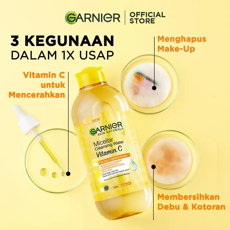 [BUY 2 GET 3] Garnier Micellar Water - BEST SELLER (Pink, Rose, Vitamin C, Blue, Biphase) 400 ml - Twin Pack - Make Up Remover - Pembersih Wajah - Kulit Jerawat Acne Brightening Glowing 2