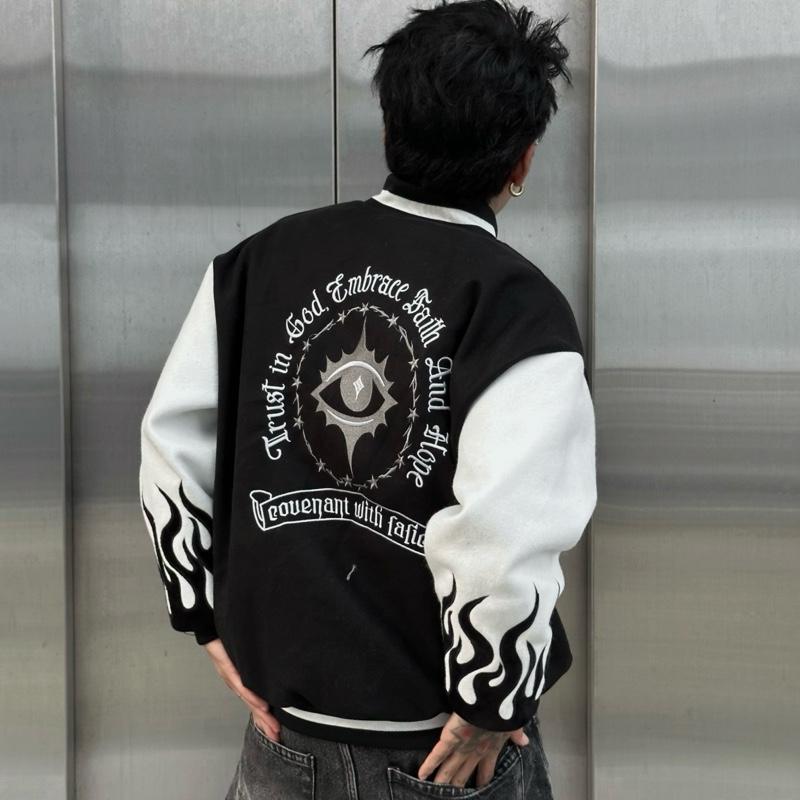 Áo khoác VARSITY BOXY NAM NỮ FULL HÌNH THÊU EYES FAFIC STUDIO , FULL DẠ , BOMBER JACKET DẠ 2 LỚP form rộng bóng chày cặp đôi unisex oversize