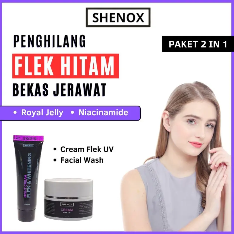 Shenox Skincare Cream Flek UV Dan Night Cream Whitening Salep Flek Hitam Membandel Menahun Pemutihan Bebas Alkohol 3