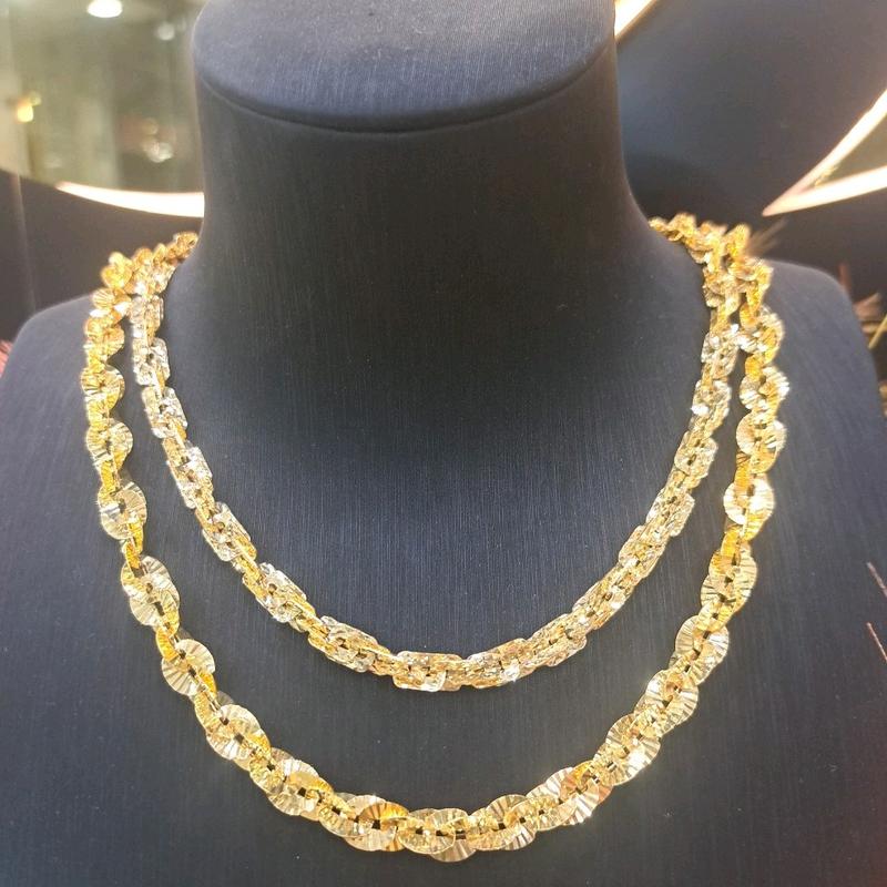 Dây chuyền xoắn vuông và xoắn lá owen 5 chỉ (đồng vàg)