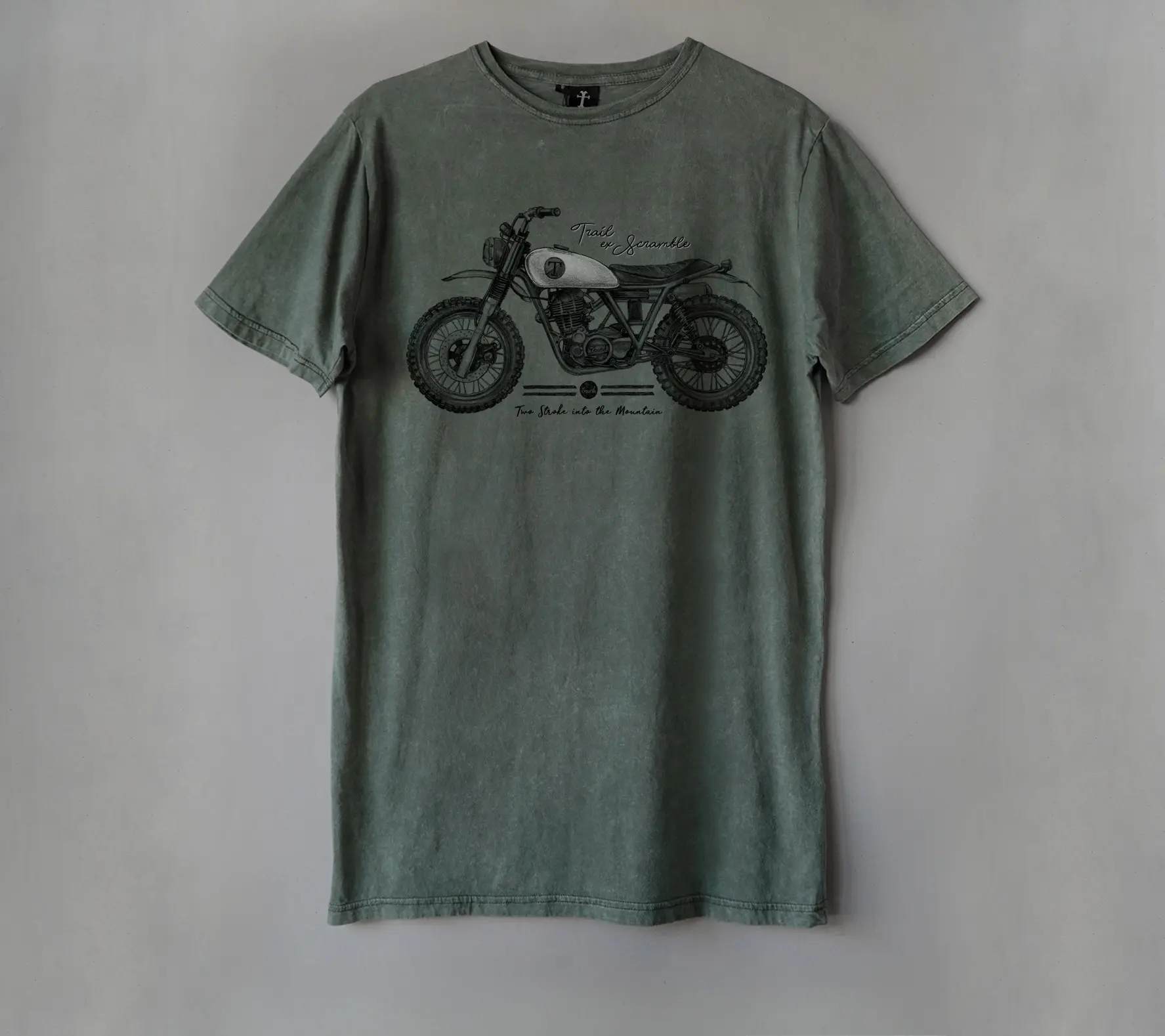 Trunk Trailler Green Baju Stone Wash Keren Motorcycle Baju Motor Kaos Wash Keren