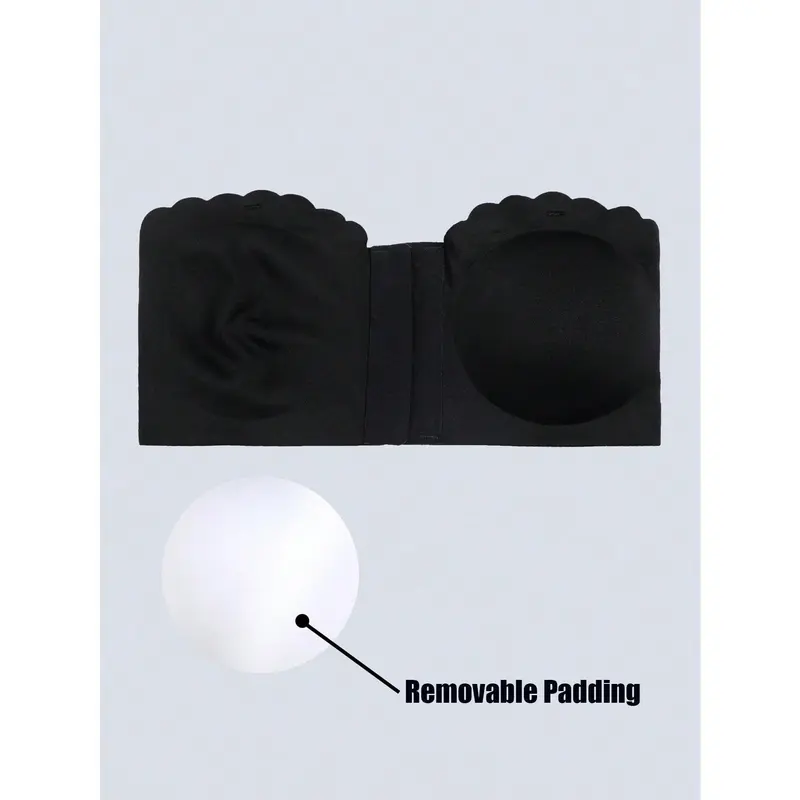 Women Front Closure Strapless Bra Push Up Wireless Sexy Tube Top Removable Padding Adjustable Bandeau Intimates Lingerie Basic Tube Bras Non Slip Silicone Soft Fabric Underwear Transparent Shoulder Straps Comfortable[S12] 4