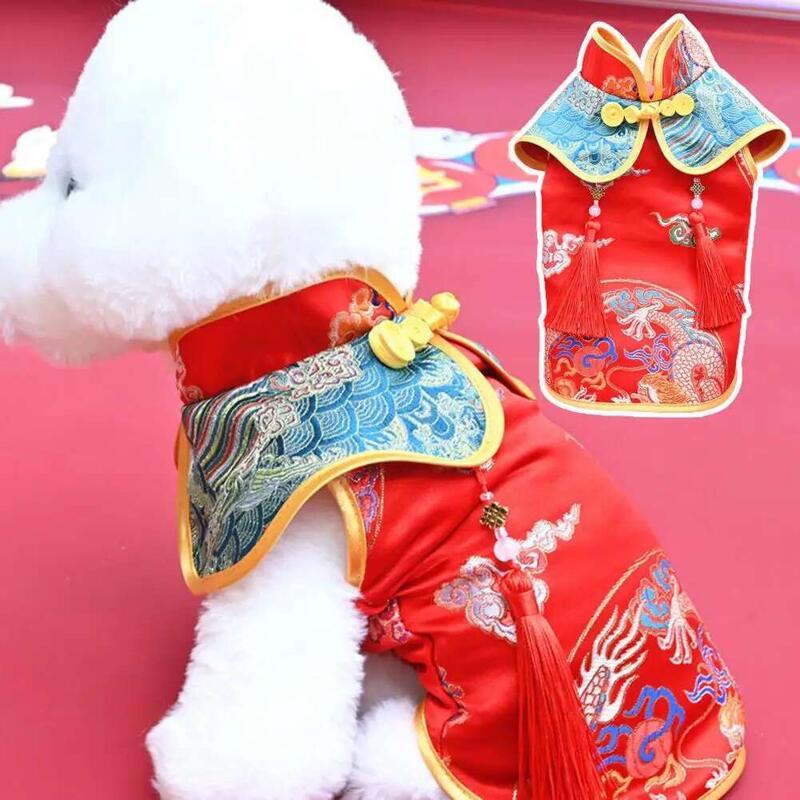 Product Introduction of TTS Homie Tassel Design Button Closure Dress Up Cloth Dog Chinese New Year Clothes Puppy Tang Suit Pet Supplies 0