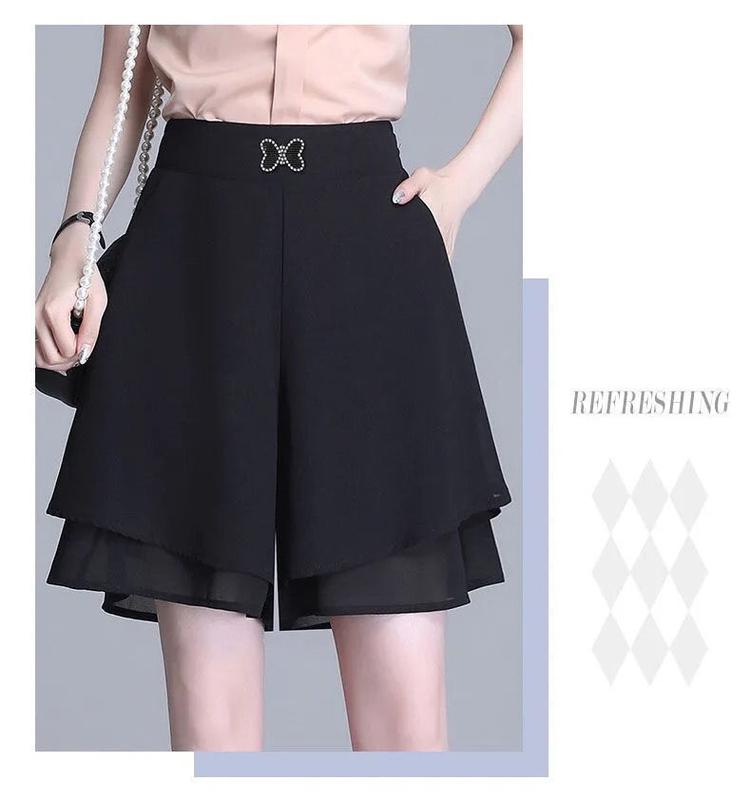 Product Introduction of Quần Dài Váy Ngắn, Chất Liệu Voan, Dành Cho Nữ, Trang Phục Mùa Hè, Cạp Cao, Quần Ống Rộng, Dáng Rộng Rãi Và Thường Ngày, Quần Đùi Mỏng, Ngoại Cỡ, Culottes Chữ A 10