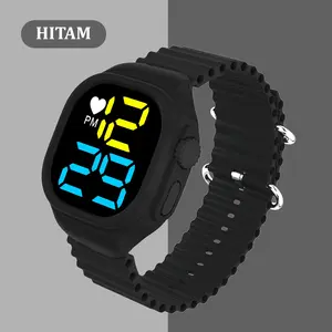 RRNS 468 Jam Tangan LED Digital Wanita Pria Rubber Electronic Fashion Couple Anak Remaja siswa sekolah