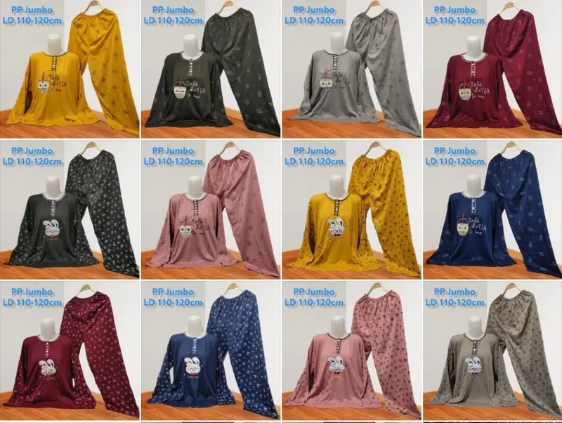 135000 3pcs/setelan pp jumbo wanita/bahan tebal piyama dewasa jumbo random  Bunga Baju Busui 4