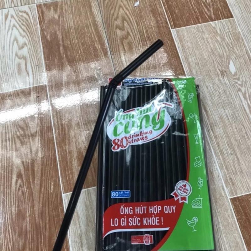 10bịch 800 ống hút nước cong phi6 tiện lợi an toàn màu đen 