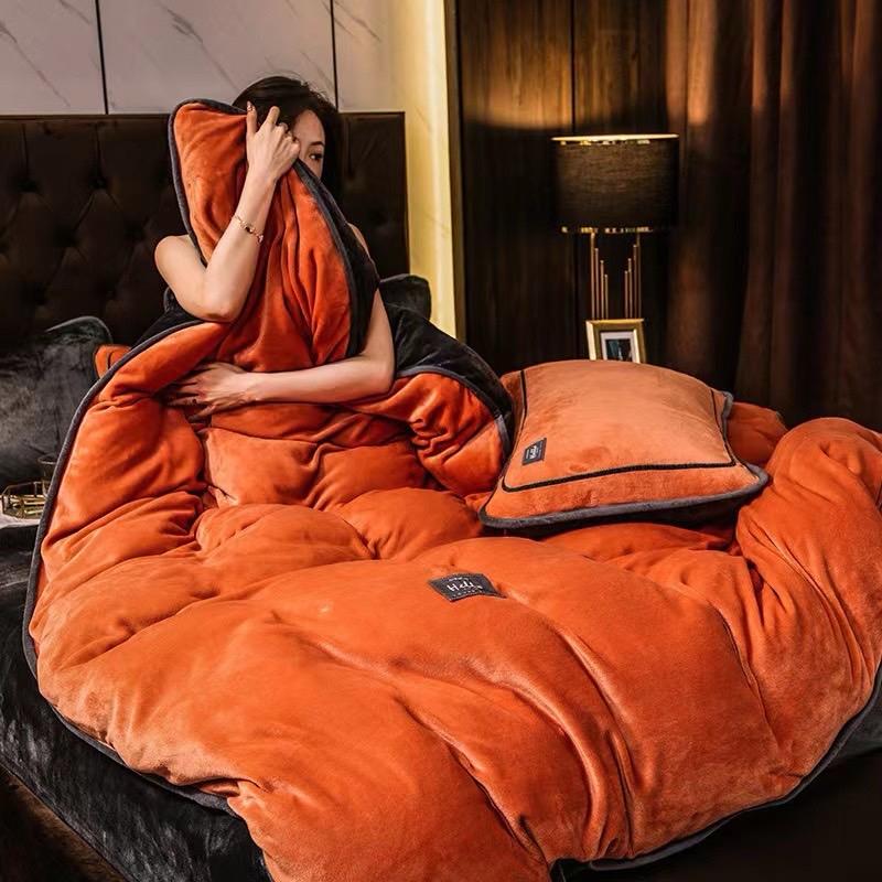 SET CHĂN TRẦN BÔNG Nỉ nhung ROYAL cao cấp set chăn ga gối chăn trần bông