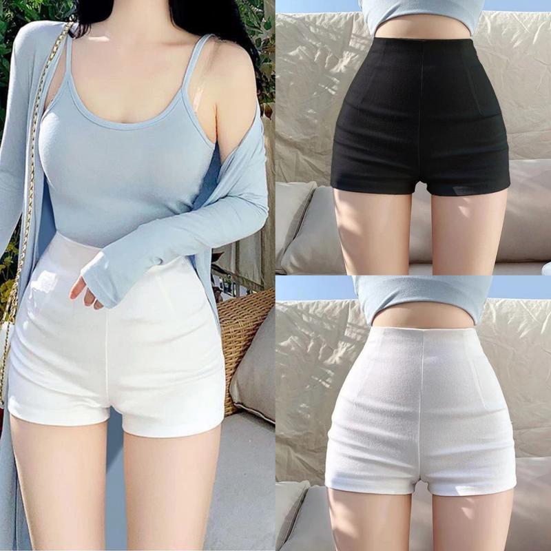 Quần Sooc IDol Chất Umi Co Dãn Ôm Dáng Màu Đen Trắng, Quần Short Đùi Dance Lưng Liền Cạp Cao Khoá Kéo Sau Nữ Women Kem Pants quan om body
