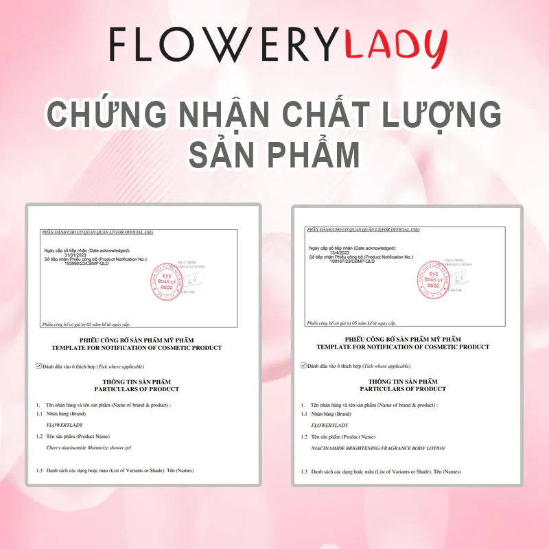 [ Độc quyền live stream ] Sữa tắm dưỡng trắng da Niacinamide hương Hoa Anh Đào Flowery LADY 500ml 3